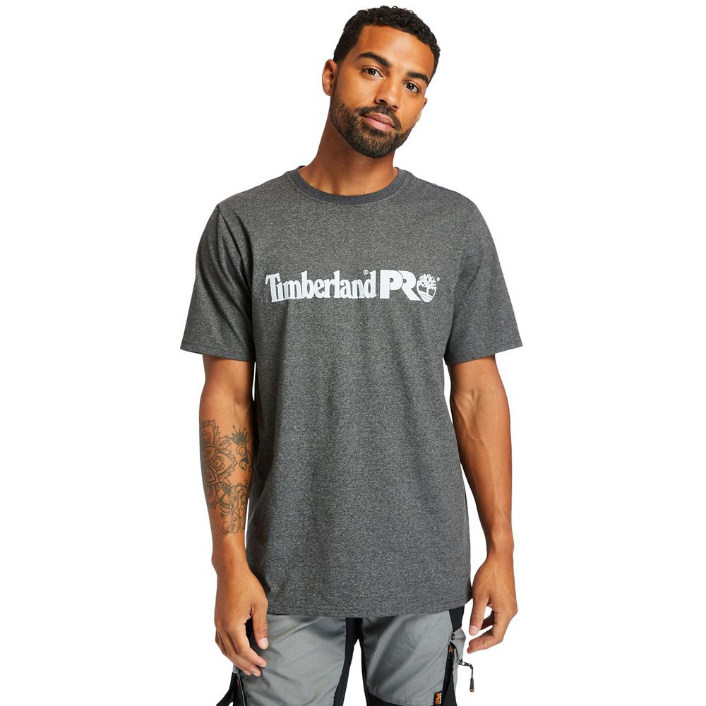 Timberland Mens T-Shirts PRO® Short Sleeve Base Plate Wicking Logo - Dark Grey - India WO7148593